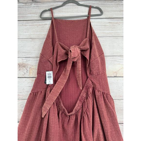 Torrid Festi Open Tie Back Maxi Dress Womens 3X Red Burgundy NEW - Picture 6 of 13